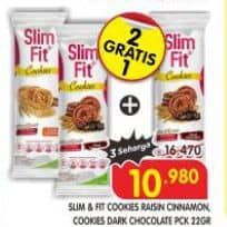 Promo Harga Slim & Fit Cookies Raisin Cinnamon, Dark Chocolate 22 gr - Superindo