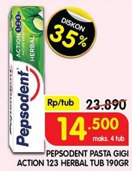 Promo Harga Pepsodent Pasta Gigi Action 123 Herbal 190 gr - Superindo