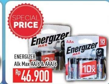 Promo Harga ENERGIZER MAX Battery AA/6, AAA/6 4 pcs - Hypermart