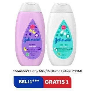 Promo Harga JOHNSONS Baby Milk/ Bedtime Lotion 200 mL  - Carrefour