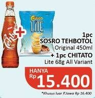 Promo Harga SOSRO Teh Botol Original 450 mL + CHITATO Lite 68 g  - Alfamidi