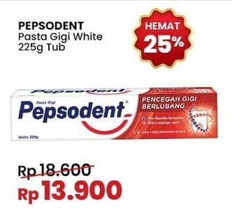 Promo Harga Pepsodent Pasta Gigi Pencegah Gigi Berlubang White 225 gr - Indomaret