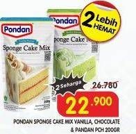 Promo Harga Pondan Sponge Cake Mix Vanilla, Chocolate, Pandan 200 gr - Superindo