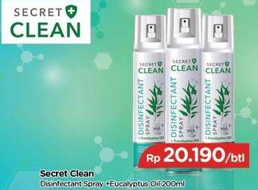 Promo Harga SECRET CLEAN Disinfectant Liquid +Eucalyptus Oil 200 ml - TIP TOP