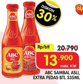 Promo Harga ABC Sambal Extra Pedas, Asli 335 ml - Superindo