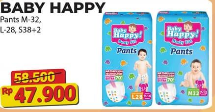 Promo Harga Baby Happy Body Fit Pants S38+2, M32, L28 28 pcs - Alfamart