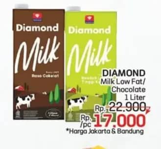Promo Harga Diamond Milk UHT Low Fat High Calcium, Chocolate 1000 ml - LotteMart