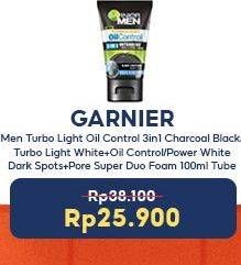 Promo Harga GARNIER Men Turbo Light Oil Control 3 in 1 Charcoal Black, White + Oil Control/ Power White Dark Spots + Pore Super Duo Foam 100 mL  - Indomaret