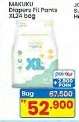 Promo Harga Makuku Comfort Fit Diapers Pants XL24 24 pcs - Indomaret