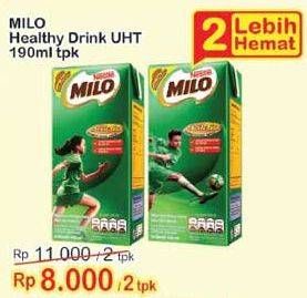 Promo Harga MILO Susu UHT per 2 pcs 190 ml - Indomaret