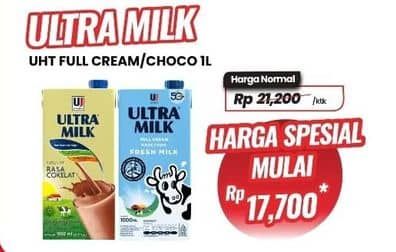 Promo Harga Ultra Milk Susu UHT Coklat, Full Cream 1000 ml - Carrefour