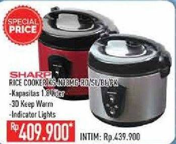 Promo Harga SHARP KS-N18MG | Rice Cooker 1.8ltr RD, SL, BL, PK  - Hypermart