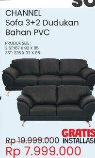 Promo Harga CHANNEL Sofa 2 + 3 Dudukan Berbahan PVC  - Courts