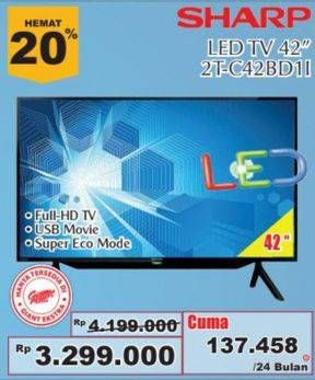 Promo Harga SHARP 2T-C42BD1i | LED TV 42"  - Giant