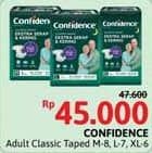 Promo Harga Confidence Adult Classic Night Ekstra Serap & Kering L7, M8, XL6 6 pcs - Alfamidi