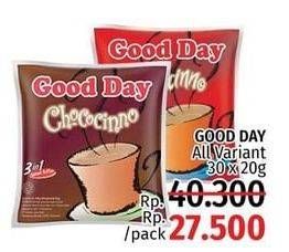 Promo Harga Good Day Instant Coffee 3 in 1 All Variants per 30 sachet 20 gr - LotteMart