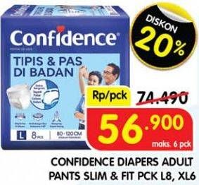 Promo Harga Confidence Adult Pants Tipis & Pas Di Badan L8, XL6 6 pcs - Superindo