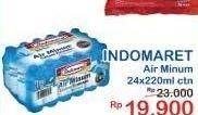 Promo Harga INDOMARET Air Mineral per 24 botol 220 ml - Indomaret
