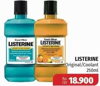 Promo Harga LISTERINE Mouthwash Antiseptic Original, Coolant 250 ml - Lotte Grosir