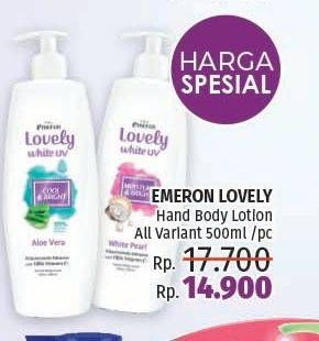 Promo Harga EMERON Lovely White Hand & Body Lotion All Variants 500 ml - LotteMart