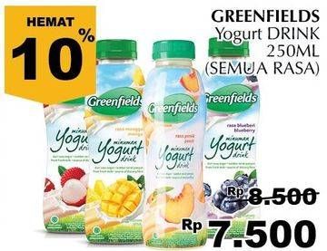 Promo Harga GREENFIELDS Yogurt Drink All Variants 250 ml - Giant