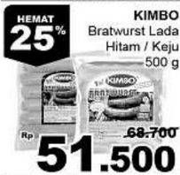 Promo Harga KIMBO Bratwurst Lada Hitam, Keju 500 gr - Giant