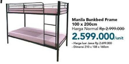 Promo Harga Manilla Bunkbed Frame 100x200cm  - Carrefour