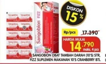 Promo Harga SANGOBION Obat Tambah Darah 10's/ Fizz Suplemen Makanan Cranberry 10's  - Superindo