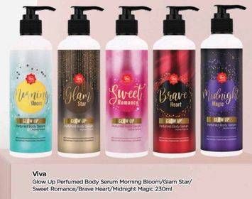 Promo Harga Viva Glow Up Perfumed Body Serum Morning Bloom, Glam Star, Sweet Romance, Brave Heart, Midnight Magic 230 ml - TIP TOP