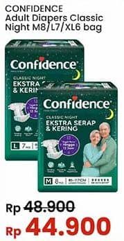 Promo Harga Confidence Adult Classic Night Ekstra Serap & Kering M8, L7, XL6 6 pcs - Indomaret