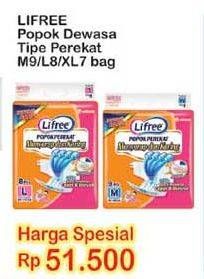 Promo Harga Lifree Popok Perekat Menyerap dan Kering M9, L8, XL7  - Indomaret