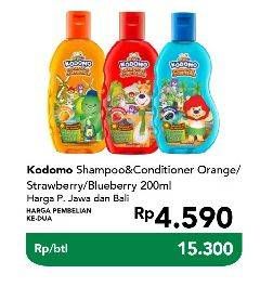 Promo Harga KODOMO Gel Shampoo & Conditioner Blueberry, Orange, Strawberry 200 ml - Carrefour