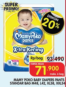 Promo Harga Mamy Poko Pants Xtra Kering M48, L42, XL38, XXL34 34 pcs - Superindo