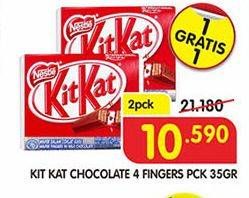 Promo Harga KIT KAT Chocolate 4 Fingers per 2 bungkus 35 gr - Superindo