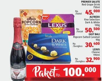 Promo Harga Paket 100rb ( Premier Salute + Alfredo Fine Selection+ East Bali Popcorn + Lexus Cheese)  - LotteMart
