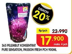 Promo Harga 365 Pelembut Konsentrat Passion Fresh, Pure Sensation 900 ml - Superindo