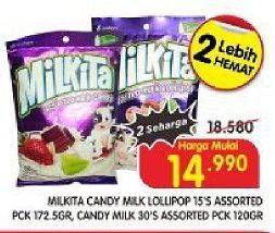 Promo Harga MILKITA Milkshake Candy 120gr/Lollipop 172gr  - Superindo