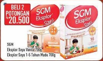 Promo Harga SGM Eksplor Soya 1-5 Susu Pertumbuhan Vanila per 2 box 700 gr - Hypermart