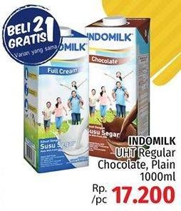 Promo Harga INDOMILK Susu UHT Plain, Chocolate 1000 ml - LotteMart