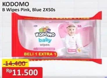Promo Harga Kodomo Baby Wipes Classic Blue, Rice Milk Pink 50 pcs - Alfamart