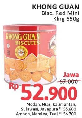 Promo Harga Khong Guan Assorted Biscuit Red Mini 650 gr - Alfamidi