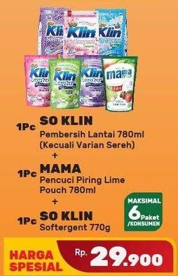 So Klin Pembersih Lantai + Mama Lime + SO KLIN Softergent