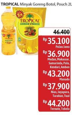 Promo Harga Tropical Minyak Goreng Botol, Pouch 2L  - Alfamidi