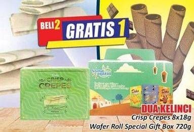 Promo Harga DUA KELINCI Crisp Crepes 8 x 18 g, Wafer Roll Special Gift Box 720 g  - Hari Hari