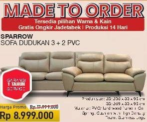 Promo Harga SPARROW Sofa 3+2 Bahan PVC  - COURTS