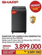 Promo Harga SHARP ES-M8500XTSA | Washing Machine Top Load  - Carrefour