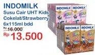 Promo Harga INDOMILK Susu UHT Kids Cokelat, Stroberi 115 ml - Indomaret