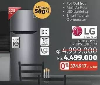 Promo Harga LG GN-B215 | Kulkas 2 Pintu SQMT 225 ltr - LotteMart