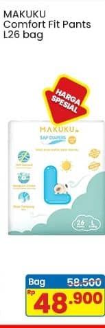 Promo Harga Makuku Comfort Fit Diapers Pants L26 26 pcs - Indomaret