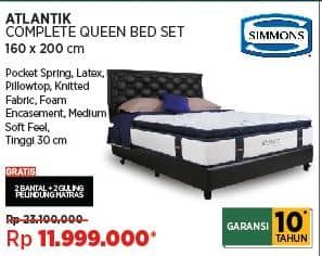 Promo Harga Simmons Atlantik Complete Queen Bed Set 160 x 200 cm  - COURTS
